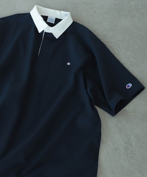 Champion（チャンピオン）の「Champion × BEAMS / 別注 Rugger Polo Shirt（ポロシャツ・メンズ・ブラック/ネイビー・L/M/XL）」の2枚目の写真