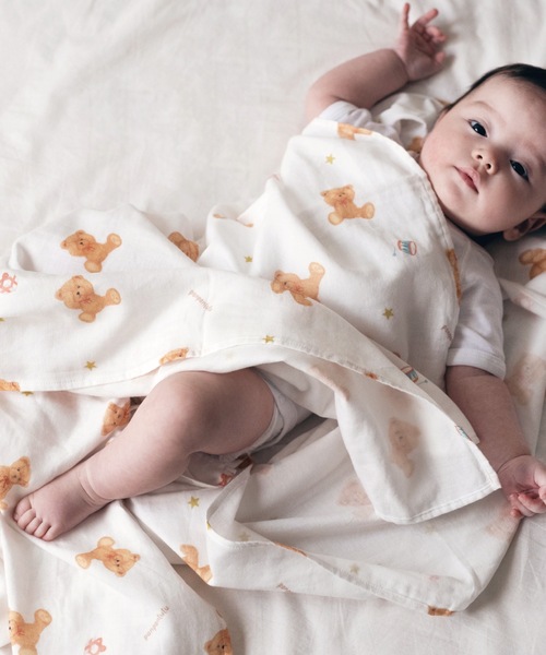 panpantutu（パンパンチュチュ）の「コットンガーゼおくるみ（おくるみ・キッズ・ベージュ/ホワイト×レッド・FREE）」の5枚目の写真