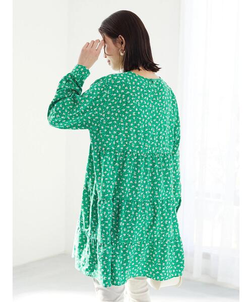 Green　Parks（グリーンパークス）の「花柄ティアードチュニック（Tシャツ/カットソー・レディース・ブラック/グリーン・FREE）」の22枚目の写真