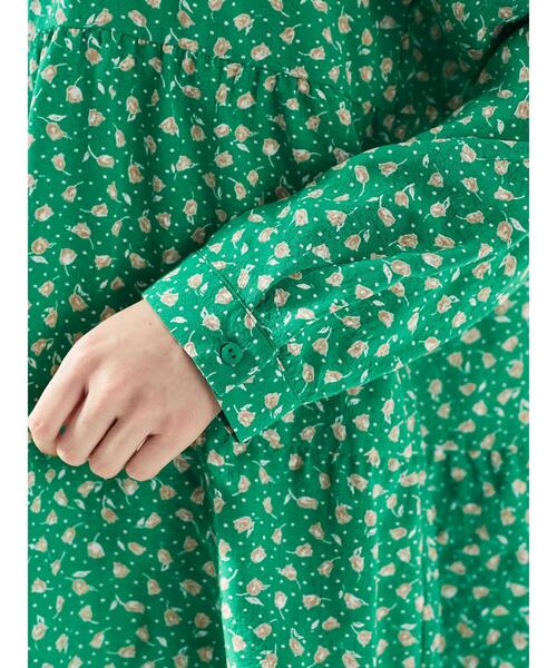 Green　Parks（グリーンパークス）の「花柄ティアードチュニック（Tシャツ/カットソー・レディース・ブラック/グリーン・FREE）」の19枚目の写真