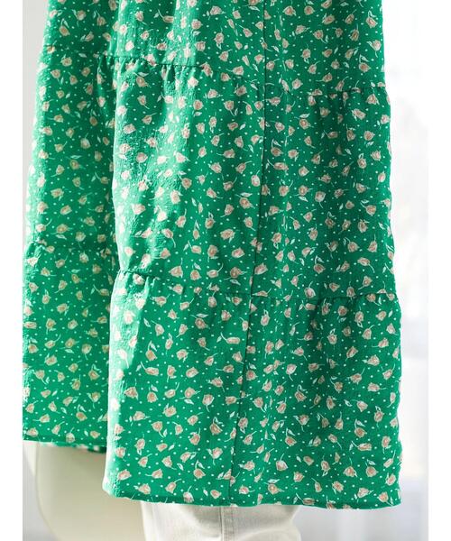 Green　Parks（グリーンパークス）の「花柄ティアードチュニック（Tシャツ/カットソー・レディース・ブラック/グリーン・FREE）」の18枚目の写真