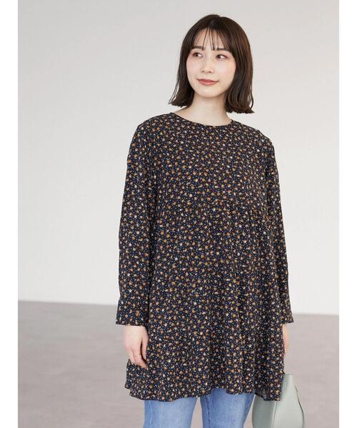 Green　Parks（グリーンパークス）の「花柄ティアードチュニック（Tシャツ/カットソー・レディース・ブラック/グリーン・FREE）」の17枚目の写真