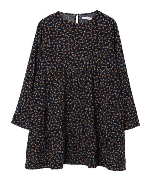 Green　Parks（グリーンパークス）の「花柄ティアードチュニック（Tシャツ/カットソー・レディース・ブラック/グリーン・FREE）」の5枚目の写真