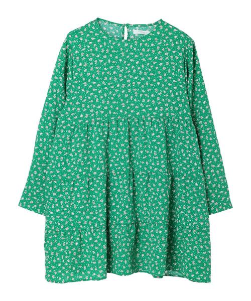 Green　Parks（グリーンパークス）の「花柄ティアードチュニック（Tシャツ/カットソー・レディース・ブラック/グリーン・FREE）」の3枚目の写真