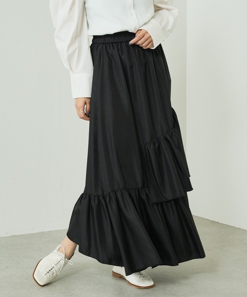 Lui's（ルイス）の「クラッシュサテンランダムティアードスカート（スカート・レディース・ブラック/ミント/イエロー・FREE）」の2枚目の写真