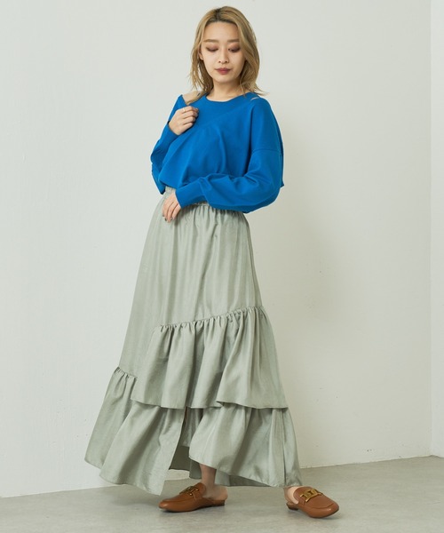 Lui's（ルイス）の「クラッシュサテンランダムティアードスカート（スカート・レディース・ブラック/ミント/イエロー・FREE）」の7枚目の写真