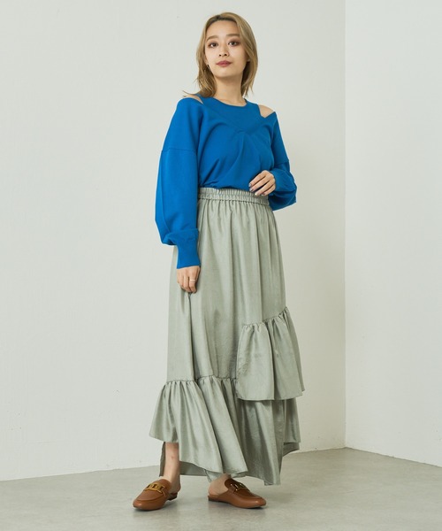 Lui's（ルイス）の「クラッシュサテンランダムティアードスカート（スカート・レディース・ブラック/ミント/イエロー・FREE）」の16枚目の写真