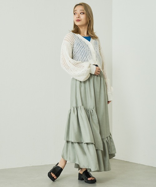 Lui's（ルイス）の「クラッシュサテンランダムティアードスカート（スカート・レディース・ブラック/ミント/イエロー・FREE）」の8枚目の写真