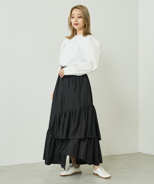 Lui's（ルイス）の「クラッシュサテンランダムティアードスカート（スカート・レディース・ブラック/ミント/イエロー・FREE）」の9枚目の写真