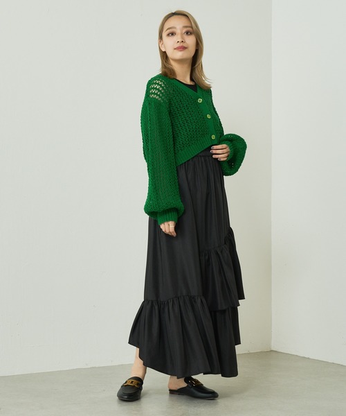 Lui's（ルイス）の「クラッシュサテンランダムティアードスカート（スカート・レディース・ブラック/ミント/イエロー・FREE）」の10枚目の写真