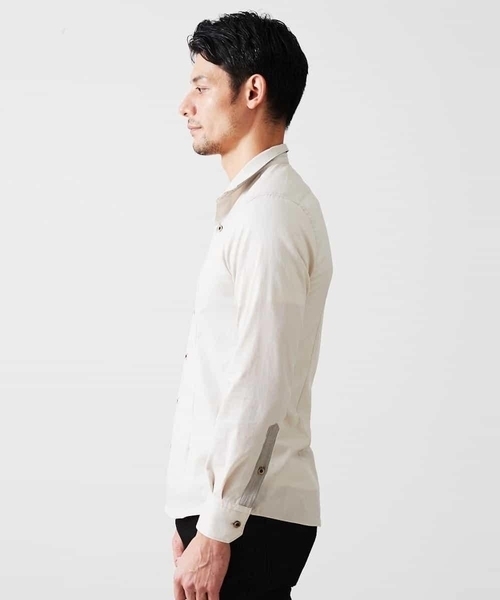 MICHEL KLEIN HOMME   （ミッシェルクランオム）の「スタンドカラ―シャツ（シャツ/ブラウス・メンズ・ブラック/ベージュ・MEDIUM/LARGE/X-LARGE）」の6枚目の写真