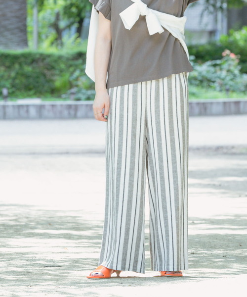 リネンレーヨンワイドパンツ
