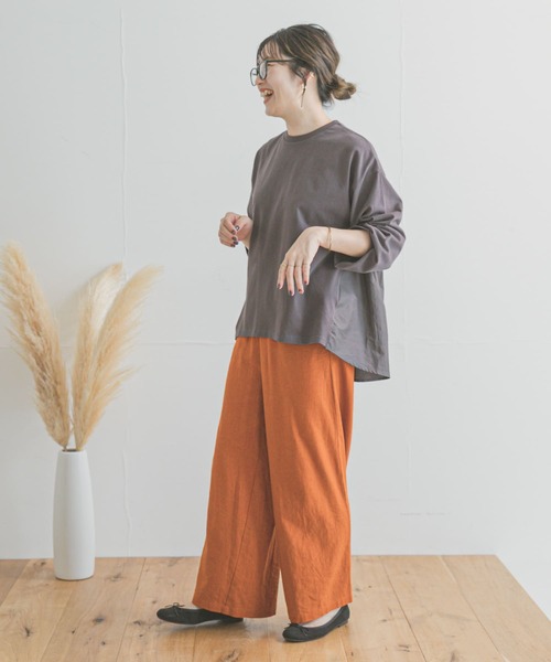 リネンレーヨンワイドパンツ