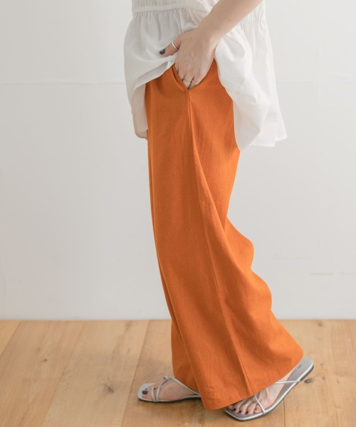 リネンレーヨンワイドパンツ