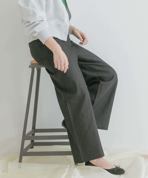 リネンレーヨンワイドパンツ