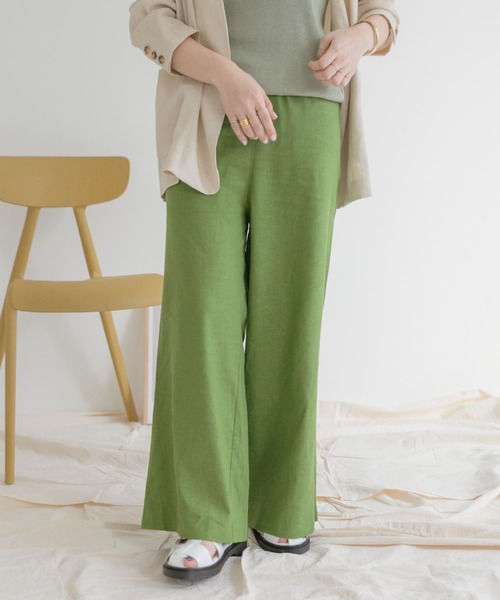 リネンレーヨンワイドパンツ