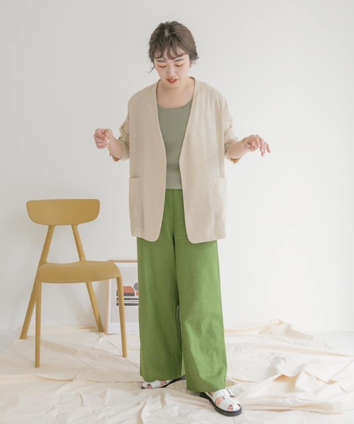 リネンレーヨンワイドパンツ