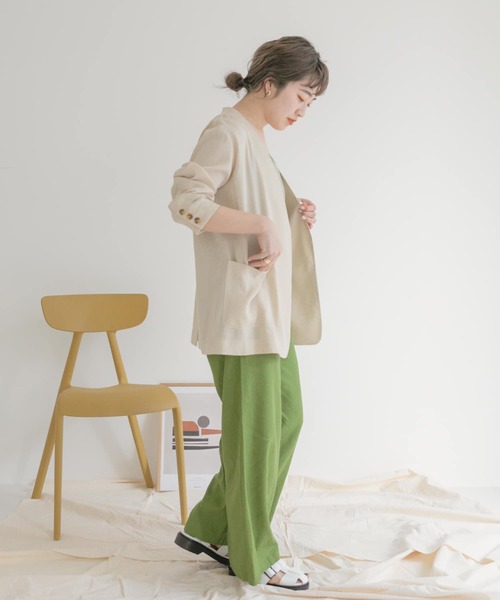 リネンレーヨンワイドパンツ