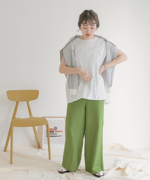 リネンレーヨンワイドパンツ