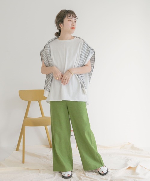 リネンレーヨンワイドパンツ