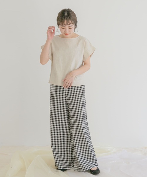 リネンレーヨンワイドパンツ