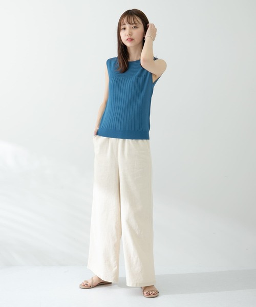 リネンレーヨンワイドパンツ
