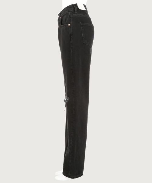 gina tricot(ジーナトリコ)の「90s high waist jeans destroy(デニムパンツ・レディース・ブラック・38/36/34/32)」の9枚目の写真