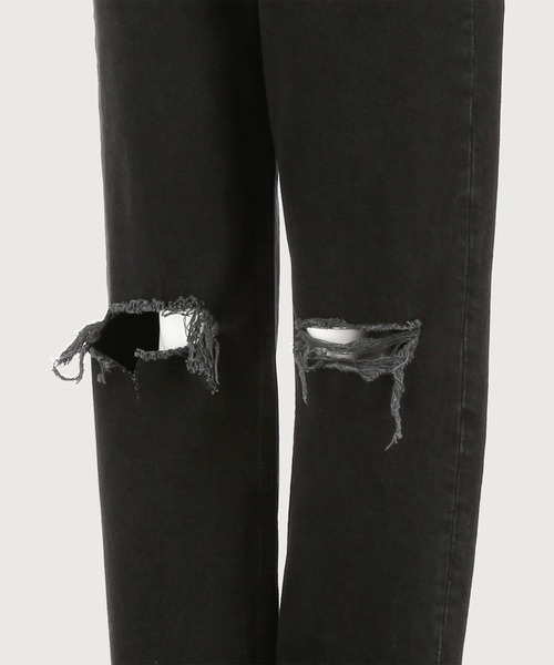 gina tricot(ジーナトリコ)の「90s high waist jeans destroy(デニムパンツ・レディース・ブラック・38/36/34/32)」の8枚目の写真