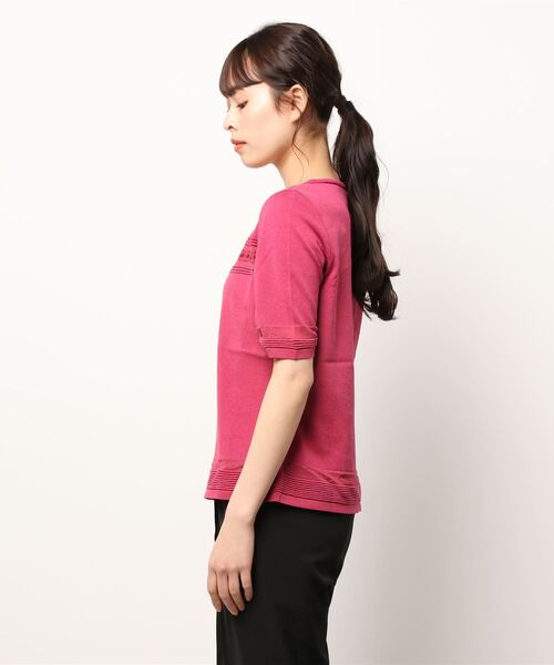 HANAE MORI（ハナエモリ）の「【HANAE MORI】タックレールニット プルオーバー（ニット/セーター・レディース・サックスブルー/ネイビー/ピンク・40）」の4枚目の写真