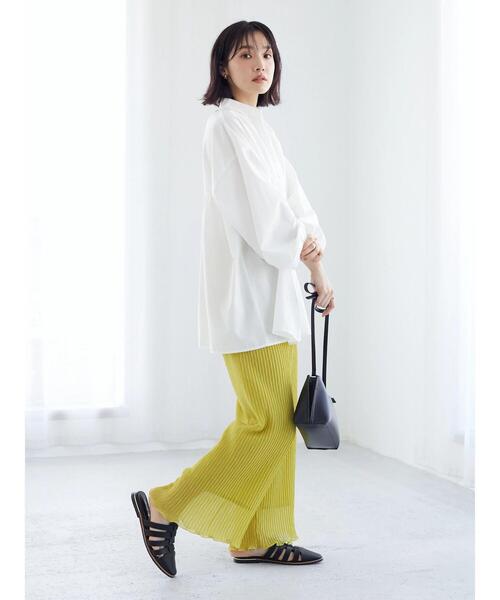 Green　Parks（グリーンパークス）の「スタンドカラー紐付チュニック（Tシャツ/カットソー・レディース・ホワイト/サックスブルー・FREE）」の11枚目の写真