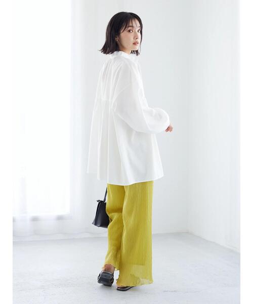 Green　Parks（グリーンパークス）の「スタンドカラー紐付チュニック（Tシャツ/カットソー・レディース・ホワイト/サックスブルー・FREE）」の9枚目の写真