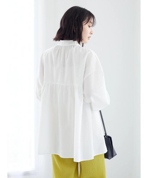 Green　Parks（グリーンパークス）の「スタンドカラー紐付チュニック（Tシャツ/カットソー・レディース・ホワイト/サックスブルー・FREE）」の8枚目の写真