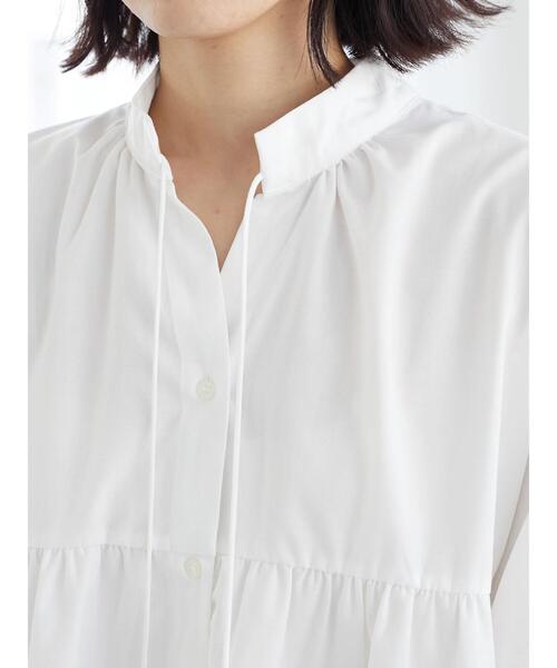 Green　Parks（グリーンパークス）の「スタンドカラー紐付チュニック（Tシャツ/カットソー・レディース・ホワイト/サックスブルー・FREE）」の13枚目の写真