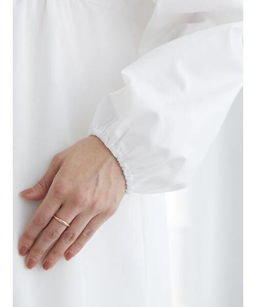 Green　Parks（グリーンパークス）の「スタンドカラー紐付チュニック（Tシャツ/カットソー・レディース・ホワイト/サックスブルー・FREE）」の5枚目の写真