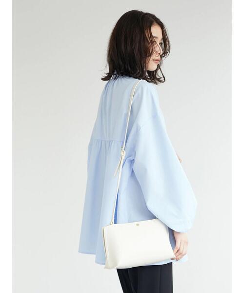 Green　Parks（グリーンパークス）の「スタンドカラー紐付チュニック（Tシャツ/カットソー・レディース・ホワイト/サックスブルー・FREE）」の15枚目の写真