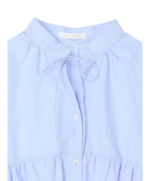 Green　Parks（グリーンパークス）の「スタンドカラー紐付チュニック（Tシャツ/カットソー・レディース・ホワイト/サックスブルー・FREE）」の18枚目の写真