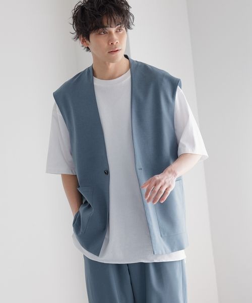 LOWRYS FARM（ローリーズファーム）の「ノーカラーベスト　277087（その他アウター・メンズ・サックスブルー/ブルー/ブラック・MEDIUM/LARGE）」の3枚目の写真