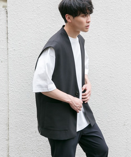 LOWRYS FARM（ローリーズファーム）の「ノーカラーベスト　277087（その他アウター・メンズ・サックスブルー/ブルー/ブラック・MEDIUM/LARGE）」の2枚目の写真