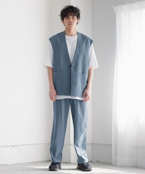 LOWRYS FARM（ローリーズファーム）の「ノーカラーベスト　277087（その他アウター・メンズ・サックスブルー/ブルー/ブラック・MEDIUM/LARGE）」の6枚目の写真