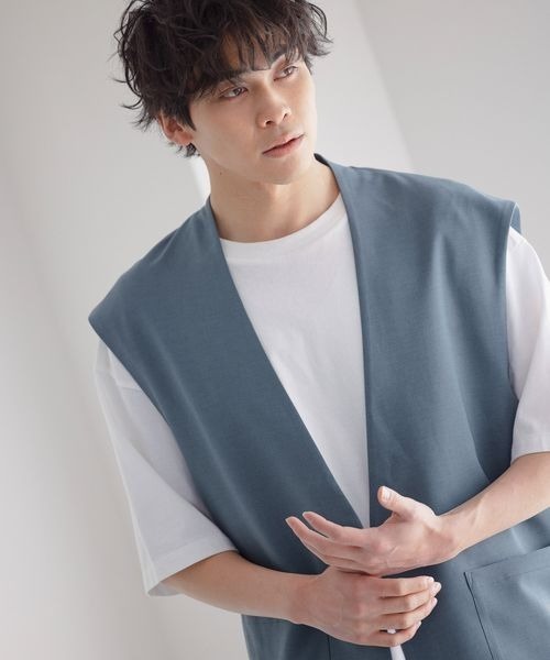 LOWRYS FARM（ローリーズファーム）の「ノーカラーベスト　277087（その他アウター・メンズ・サックスブルー/ブルー/ブラック・MEDIUM/LARGE）」の4枚目の写真