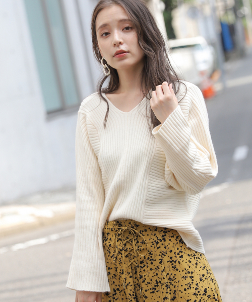 ブランド古着 Vネックニット ニット セーター Mysty Woman ミスティウーマン のファッション通販 Zozoused