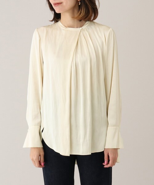 UNTITLED（アンタイトル）の「◆セーヌサテンブラウス【洗える】（シャツ/ブラウス・レディース・ネイビー/アイボリー・48/00/02/04/44）」の4枚目の写真