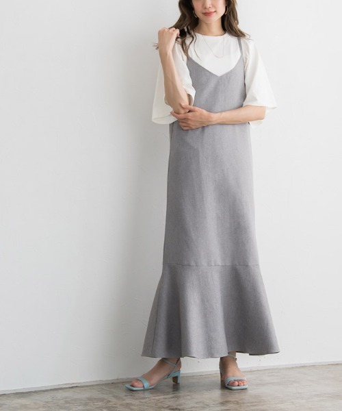 Pierrot（ピエロ）の「Steady 8月号掲載アイテム　接触冷感キャミワンピース（ジャンパースカート・レディース・ブラック/杢グレー・M/L）」の2枚目の写真