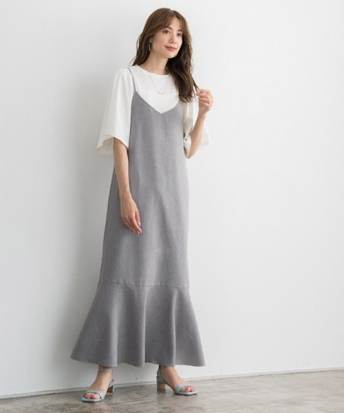 Pierrot（ピエロ）の「Steady 8月号掲載アイテム　接触冷感キャミワンピース（ジャンパースカート・レディース・ブラック/杢グレー・M/L）」の5枚目の写真