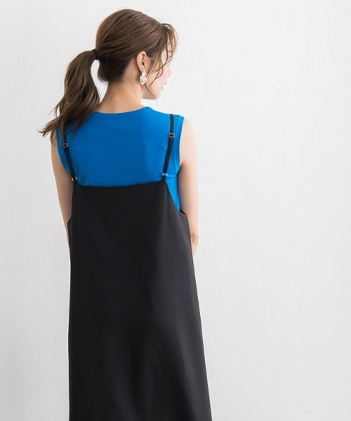 Pierrot（ピエロ）の「Steady 8月号掲載アイテム　接触冷感キャミワンピース（ジャンパースカート・レディース・ブラック/杢グレー・M/L）」の3枚目の写真