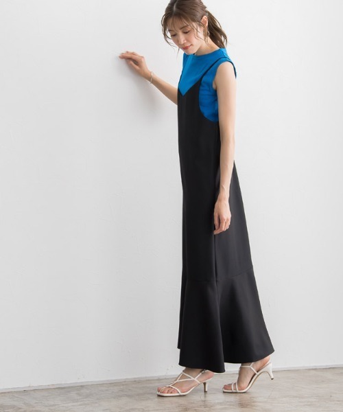 Pierrot（ピエロ）の「Steady 8月号掲載アイテム　接触冷感キャミワンピース（ジャンパースカート・レディース・ブラック/杢グレー・M/L）」の6枚目の写真