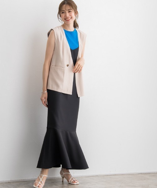 Pierrot（ピエロ）の「Steady 8月号掲載アイテム　接触冷感キャミワンピース（ジャンパースカート・レディース・ブラック/杢グレー・M/L）」の9枚目の写真