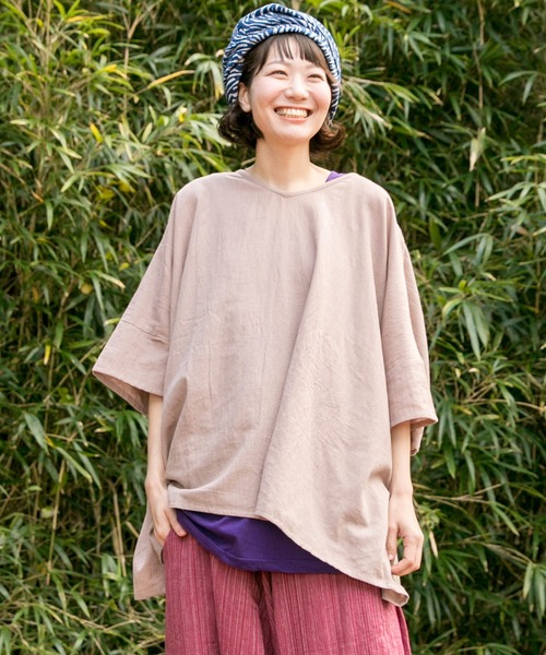 美品　チャイハネ モッズコート ライナー ベージュ　ブラウン　刺繍 Amina チャイハネ】yul パミー刺繍ワンピース ブラウン -ファッション