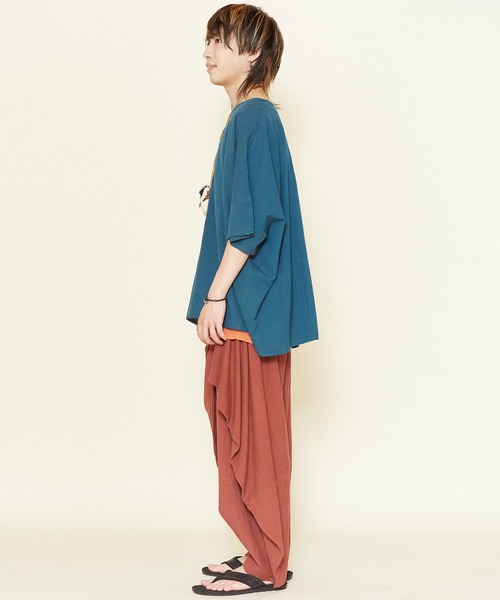 チャイハネ（チャイハネ）の「【チャイハネ】刺繍入りメンズレイヤードトップス インナータンク付き2点セット（アンサンブル・メンズ・ベージュ/グレー/イエロー/ブルー/ホワイト/マスタード・FREE）」の14枚目の写真