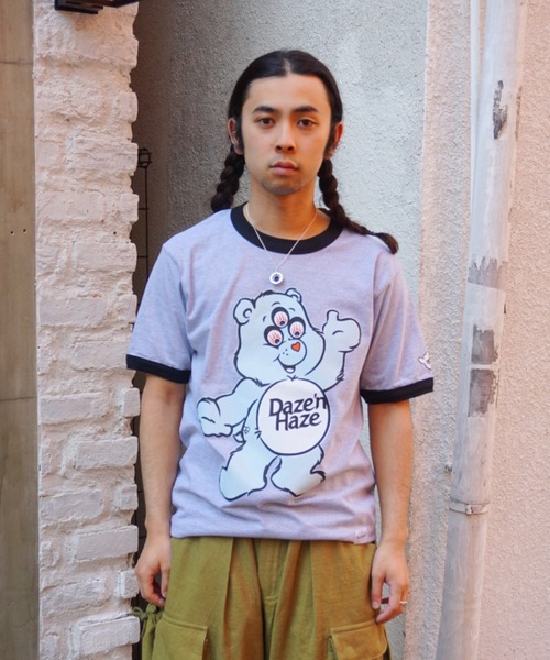 乱痴気（ランチキ）の「【DAZE'N HAZE】T-SHIRTS - Bear /リンガーT（Tシャツ/カットソー・メンズ・杢グレー/ホワイト×ネイビー・L/M）」の2枚目の写真